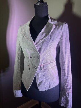 Sweetest Pinstripe Cotton Tailored Blazer | Coastal Preppy Cropped Jacke